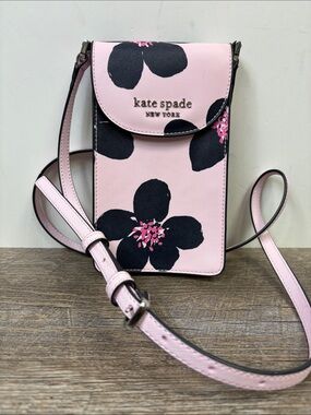 Kate Spade Cameron Grand Flora Phone Crossbody Serendipity Pink Silver Hardware